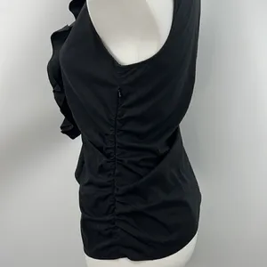 New York & Co small black ruched sleeveless top thumbnail 3