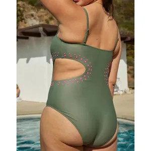 NWT Aerie Cut Out Full Coverage One Piece Swimsuit Olive Fun Beach Surf thumbnail 2