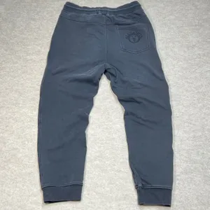 AllSaints Sweatpants‎ Velour Lined Washed Black Joggers XL Ramskull Logo Y2K EUC thumbnail 4