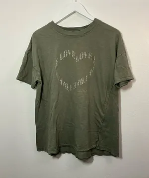 Aerie Olive Green Graphic Crewneck Tee Faded Heart “Love” Size Small thumbnail 1
