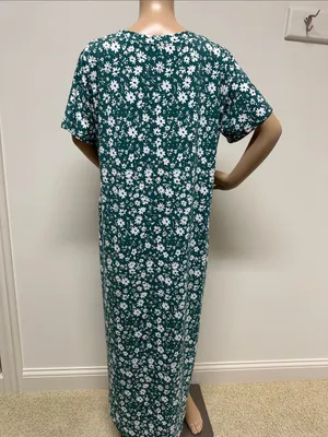 Green Floral Maxi Dress with White Daisy Floral Print Pockets size 2XL thumbnail 6