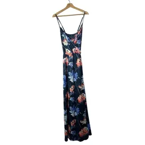 Boutique Blue & Pink Floral Wrap Front Side‎ Slit Maxi Dress 2XL thumbnail 2