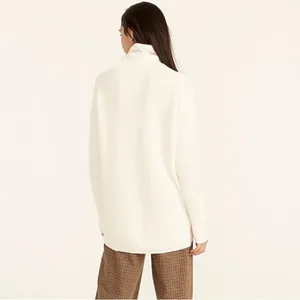 NEW J crew ribbed cotton cashmere relaxed turtleneck sweater in ivory Size M thumbnail 2
