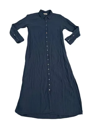 Natural Life Blue Cotton Gauze Button Down Maxi Shirt Dress Medium thumbnail 1