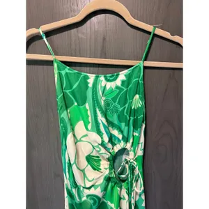 Farm Rio Tropical Cutout Satin Midi Slip Dress Green Size XS Resortwear thumbnail 3