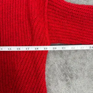 American Eagle Knit Crewneck Sweater Women's XXS Red Oversized Cozycore Academia thumbnail 6