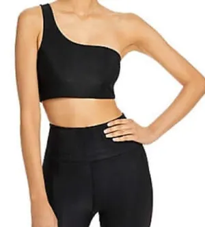 Aqua Athletic Women's One-Shoulder Sports Bra Black XS Activewear NWT thumbnail 1
