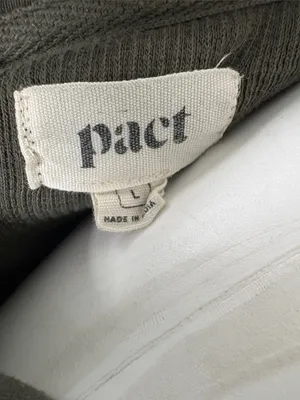 pact olive green full zip cotton thermal waffle hoodie sweatshirt jacket large thumbnail 4