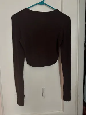 Lululemon long -Sleeve Cropped Top in Dark Brown thumbnail 2