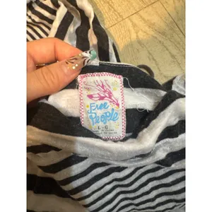 Free People Vintage Azalea Striped Dolman Top Black White Large thumbnail 4