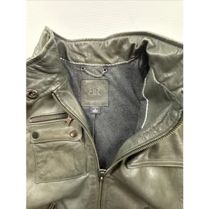 Banana Republic 100% Leather Women S Green Soft Jacket Moto Discolored thumbnail 6