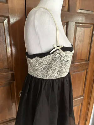 Sugar Thrillz Dolls Kill Broadway Nights Slip‎ Dress Black White Lace Mesh M thumbnail 3