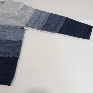 LL Bean Blue Ombré Stripe Chunky Knit Button‎ Cotton Cardigan Sweater LARGE thumbnail 7