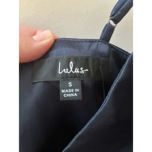 Lulu's NWT Satin Mini Dress | Size Small | Midnight Navy | Adjustable Straps thumbnail 2