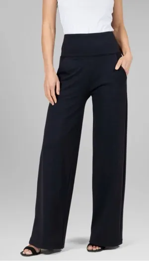 Kiragrace Medium High Waist Wide Leg Pants Black Office Work Career Relaxed thumbnail 1