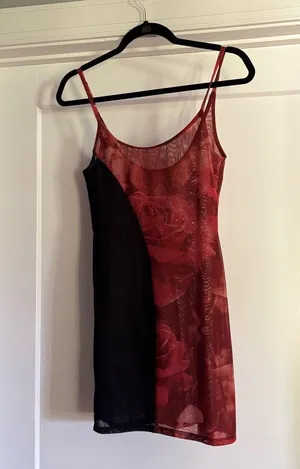 Meshki Red and Black Floral Dress thumbnail 1