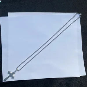 💎🩶 New Crystal Embellished Stainless Steel Two Tone Gold & Silver Edgy Crucifixion Cross Pendant Necklace 🩶💎 thumbnail 7