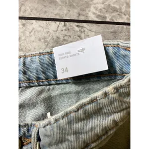 Zara High-Rise Curved Denim Shorts Light Wash Distressed Frayed Size 2 24 EU 34 thumbnail 7