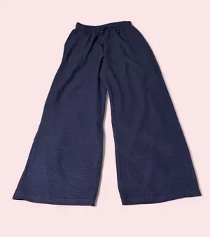 Wide-Leg Pull-On Pants in Navy thumbnail 1