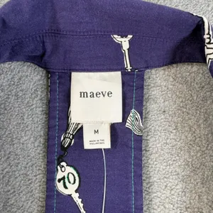Maeve The Amelia Collared Mini Dress Size Medium Navy Blue Key Button Front New thumbnail 3