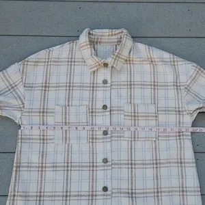 Plaid Flannel Shacket | Plaid Flannel Shirt Jacket Size L thumbnail 8