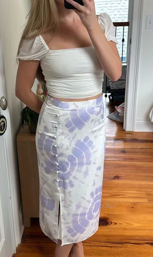 Gianni Bini Purple and White Midi Skirt thumbnail 1