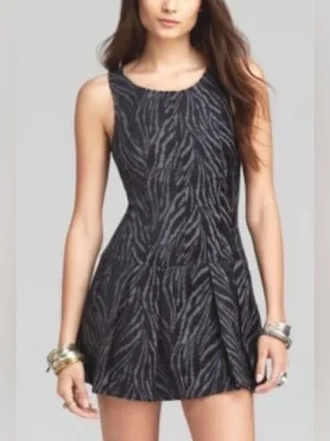 Free People Movement Zebra Print Chenille Textured Drop Waist Mini Dress Si… thumbnail 4