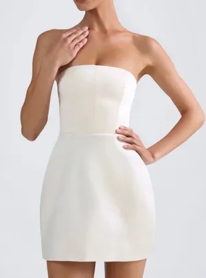 Oh Polly Haisley Bandeau Structured Tulip Mini Dress in Ivory Size 10 New thumbnail 1