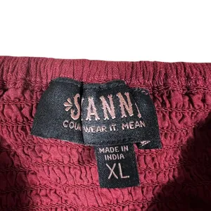 Sanni Embroidered Floral Peplum Flutter Sleeve Top Burgundy Boho Size XL thumbnail 5