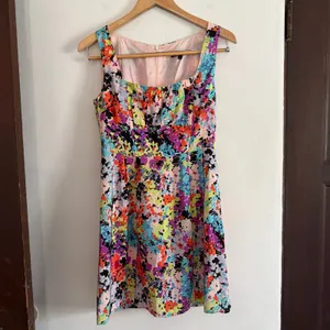NANETTE LEPORE | Silk Psychedelic Floral Square Neck Cocktail Dress Size 2 thumbnail 4