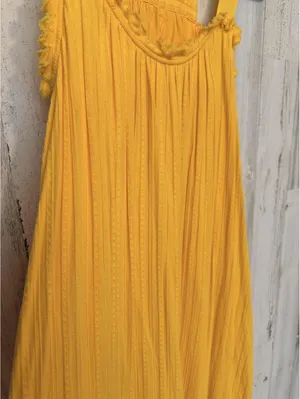 Sundance Womens XS Yellow Cotton Gauze Cross-Back Maxi Dress thumbnail 3