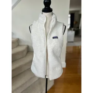 Patagonia Los Gatos White Fuzzy Fleece Zip Up Vest thumbnail 2