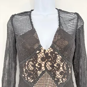 Blessed are the Meek Barbados Crochet Mini Dress Sz 0 Whimsigoth HOCO Festival thumbnail 3