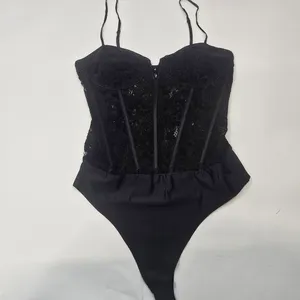 CAMI NYC Anne Corded Lace Bodysuit in Black thumbnail 3