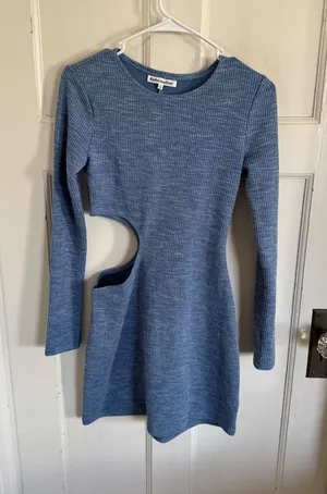Reformation Tracy blue cut out‎ long sleeve knit dress size small thumbnail 1