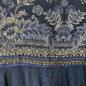 Free People My Love Mini Navy Paisley V-Neck Long Sleeve Tiered Dress Medium thumbnail 9