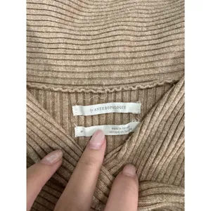 Anthropologie Brown Ribbed Crossover Wrap Neck Long Sleeve Top S Y2K thumbnail 3
