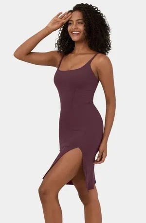 Halara Spaghetti Strap Square Neck Corset Bodycon Midi Casual Dress Purple XS thumbnail 2