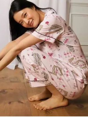 BedHead Swan Lake Short Sleeve Classic Stretch Jersey Cropped Pajama Set Ballet thumbnail 4