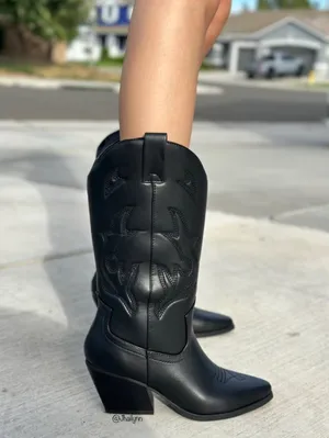 Soda Black Cowboy Boots thumbnail 4