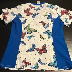 Cherokee‎ Flexibles Butterfly Scrub Top Blue V-Neck Small 1912 BUBR NWT thumbnail 6