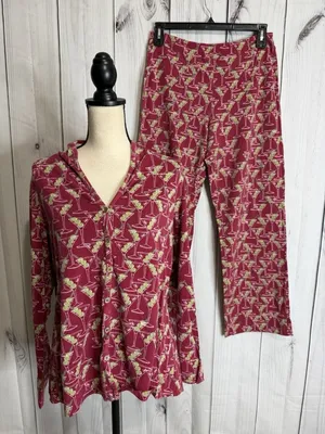 Soma Personality PJs Long Sleeve Pajama Pant Set Martini Olives Top: XL Pants: L thumbnail 1
