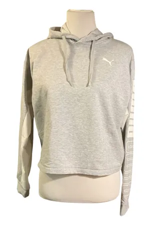 PUMA Keeps You Dry Women’s Gray Cropped Hoodie Sweatshirt Size M thumbnail 1