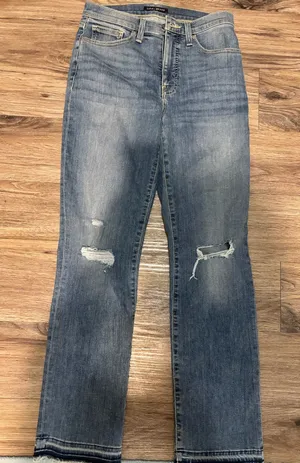 Lucky Brand Blue Distressed Straight Leg Jeans thumbnail 1