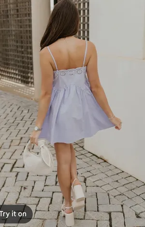 Boutique Lilac eyelet mini dress thumbnail 3