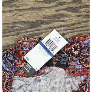 NWT Ultra Flirt Juniors Off-The-Shoulder Peasant Top Red Paisley Multi M thumbnail 4