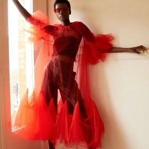 Kate HEWKO NWT Avant Garde Tulle Overlay in RED (sold out) OS thumbnail 1