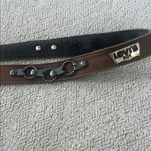Vintage 501 Levi's Brown Leather Belt with metal Accents thumbnail 3