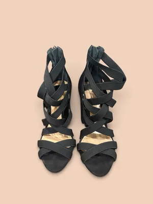 Schutz “Stanley” Suede Strappy Cage Sandals Black | Size 6 thumbnail 5