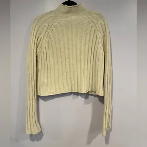 American eagle knit chenille cream mock neck long sleeve crop‎ sweater thumbnail 3